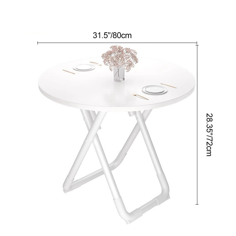 Minimalist Foldable X-Base Iron Round Dining Table — Wood Grain Color / Square