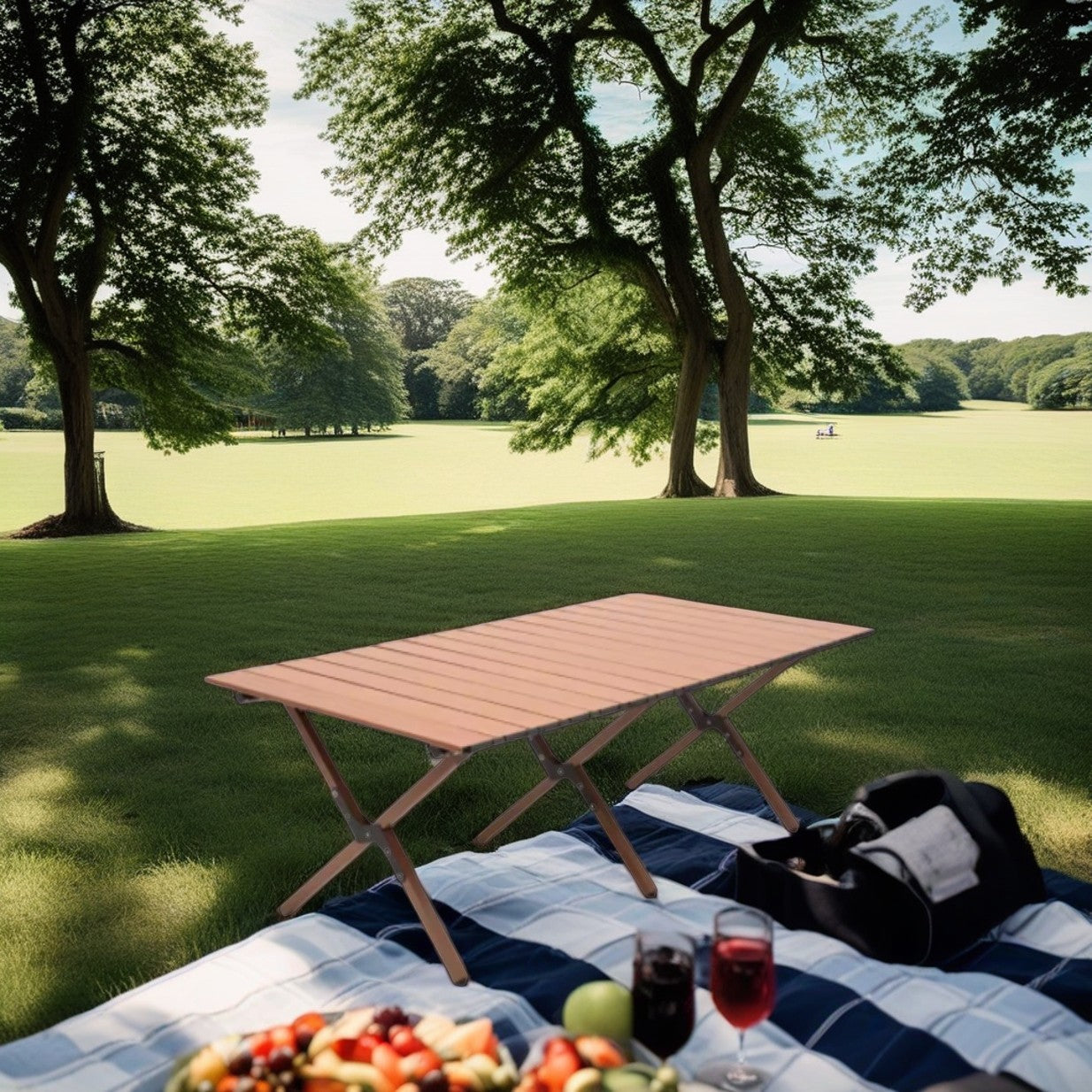 Minimalist Striped Panel Metal Outdoor Coffee Table
