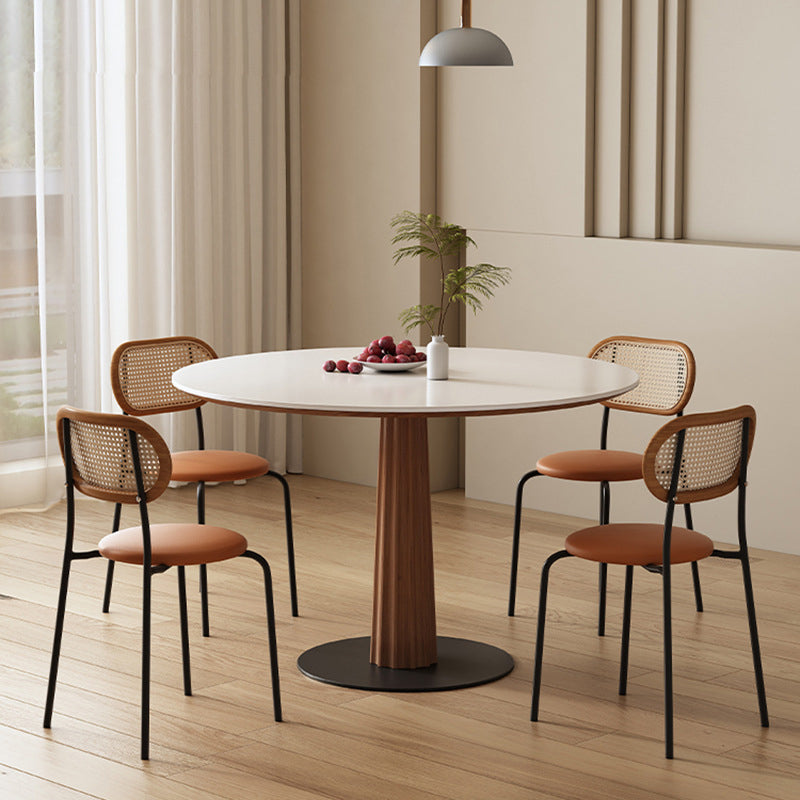Modern Slab Wood Steel Dining Table
