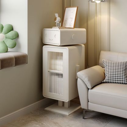 Contemporary Robot Metal Nightstand — Default -White