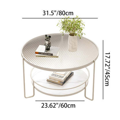 Minimalist Iron Stone Glass 2-Tier Coffee Table — Black + Teal Glass