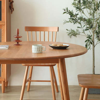 Japanese Cherry Wood Round Dining Table for 4/8