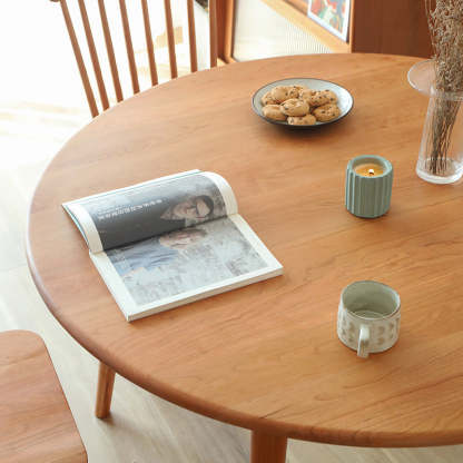 Japanese Cherry Wood Round Dining Table for 4/8