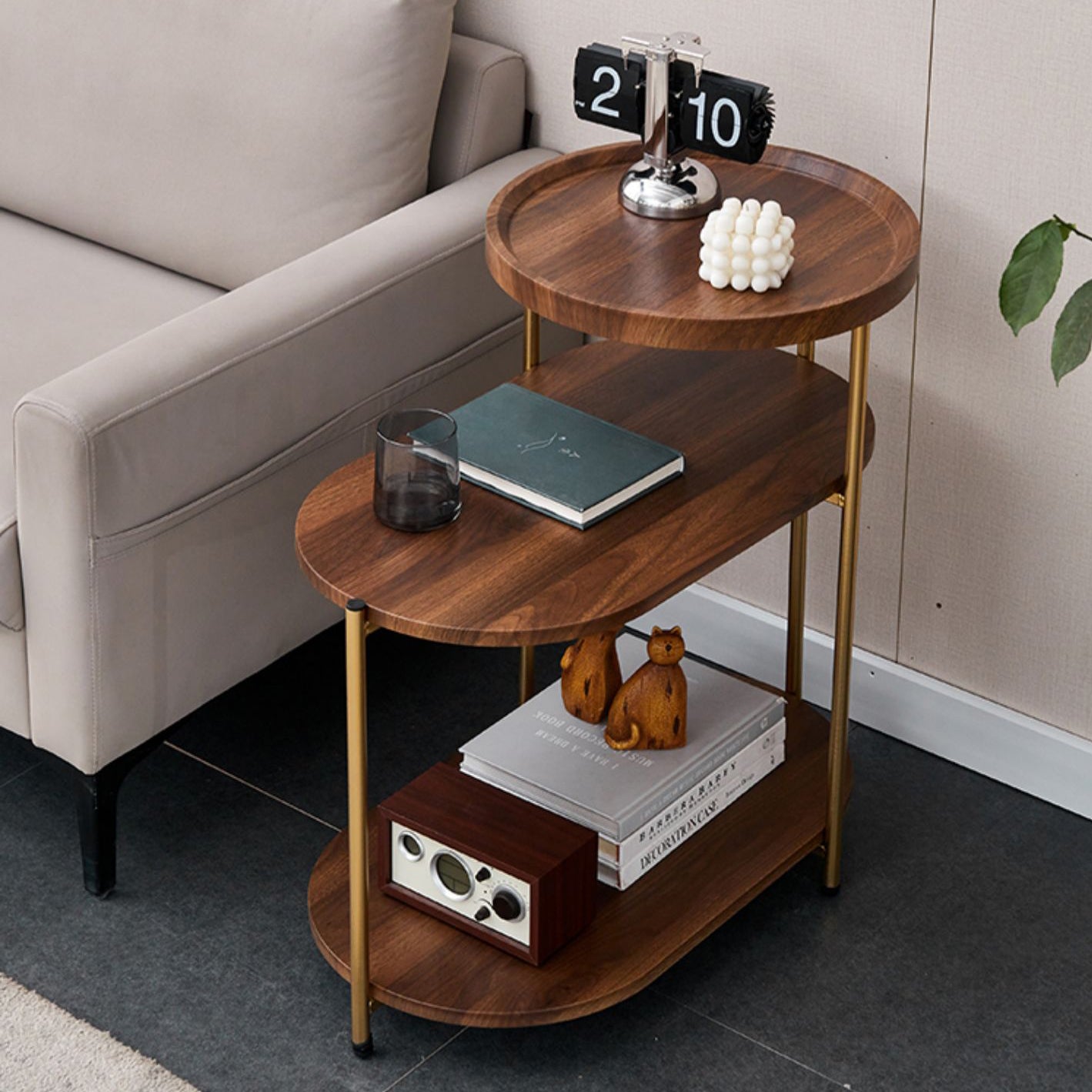 Nordic Elliptical Iron Plate 3-Tier End Table