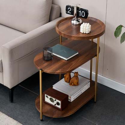Nordic Elliptical Iron Plate 3-Tier End Table