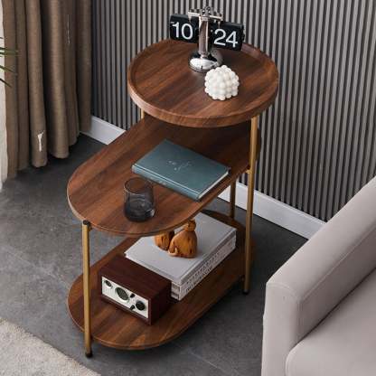 Nordic Elliptical Iron Plate 3-Tier End Table