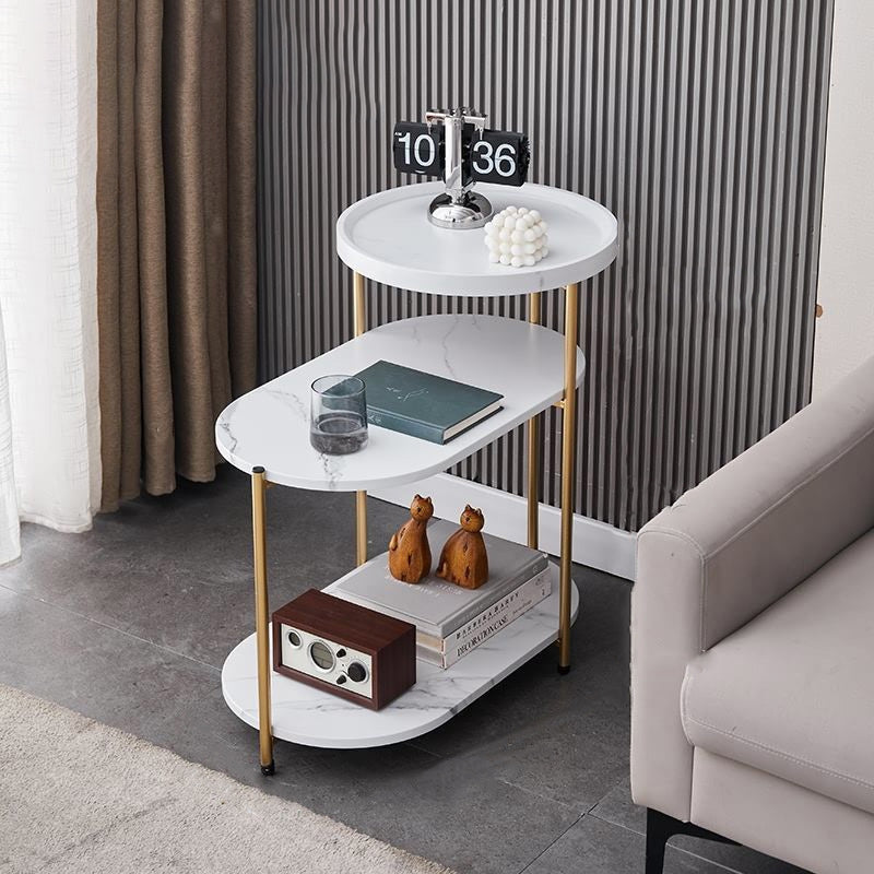 Nordic Elliptical Iron Plate 3-Tier End Table
