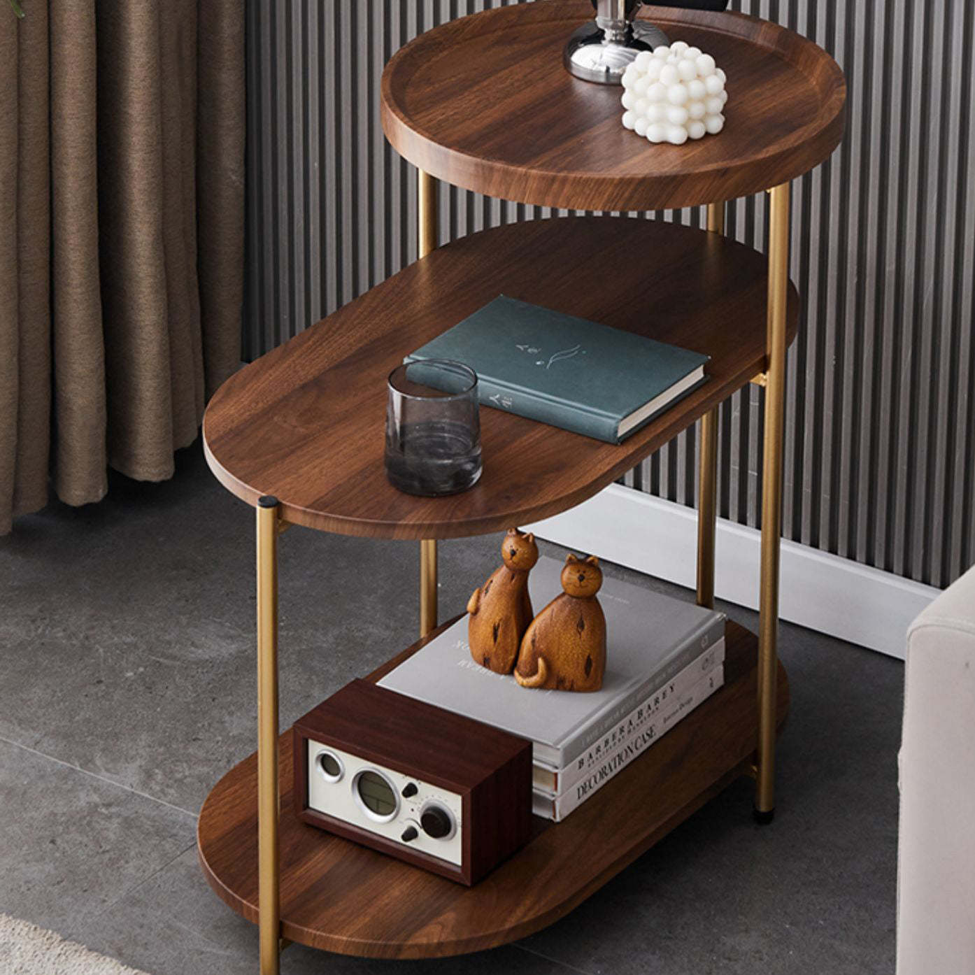 Nordic Elliptical Iron Plate 3-Tier End Table