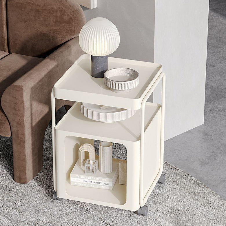 Nordic Iron Movable 3-Tier End Table — With Wheel / Black