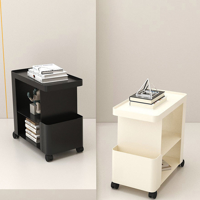 Modern Iron Movable 3-Tier End Table — Without Wheel / White