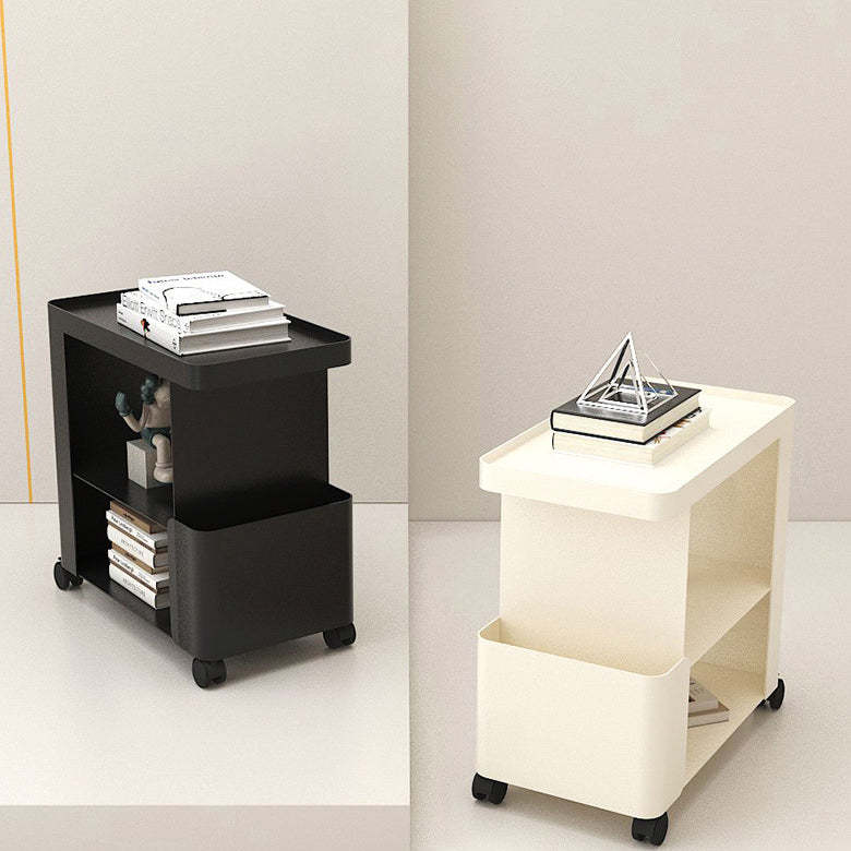 Modern Iron Movable 3-Tier End Table — Without Wheel / White