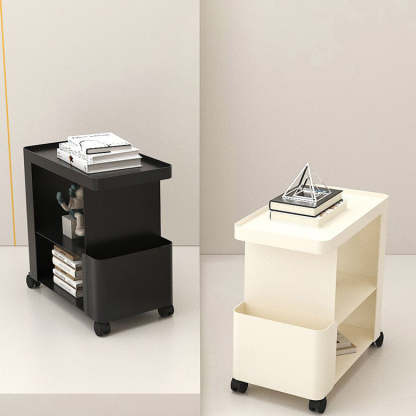 Modern Iron Movable 3-Tier End Table — Without Wheel / White