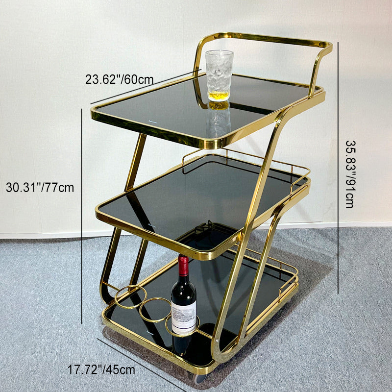 Modern Glass 3-Tier Movable End Table