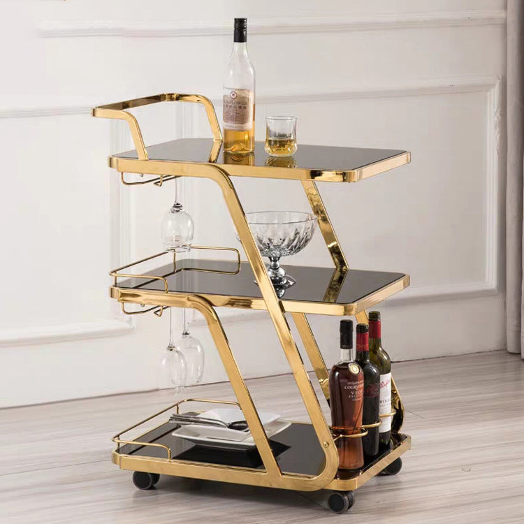 Modern Glass 3-Tier Movable End Table — B / Silver