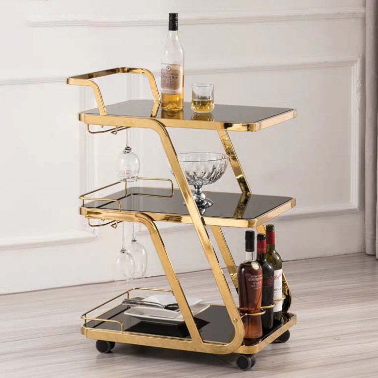Modern Glass 3-Tier Movable End Table — B / Silver