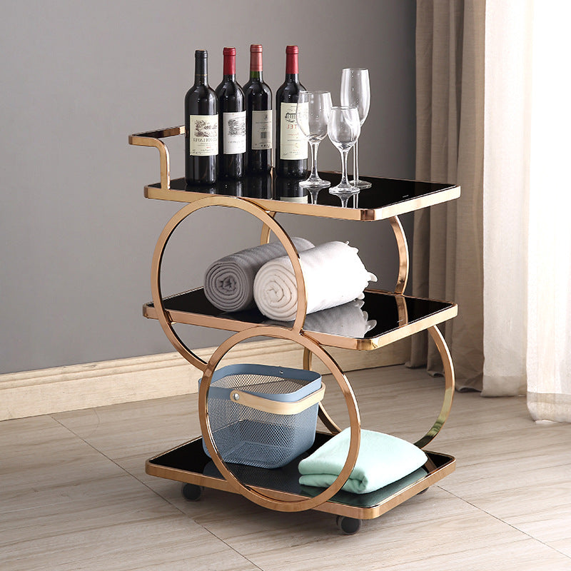 Modern Glass 3-Tier Movable End Table — A / Silver