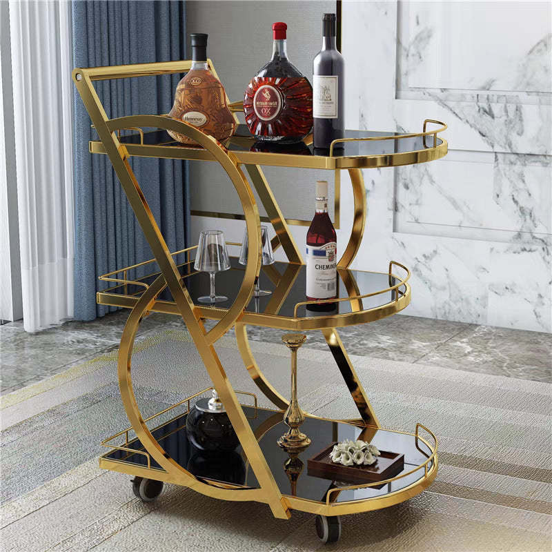 Modern Glass 3-Tier Movable End Table — A / Gold