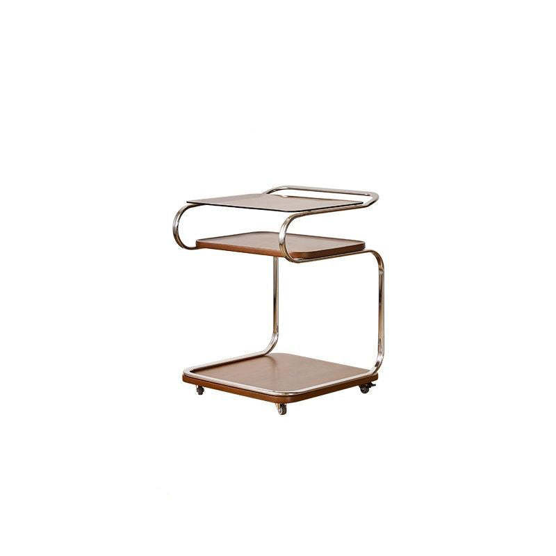 Retro Glass Iron 3-Tier Movable Side Table