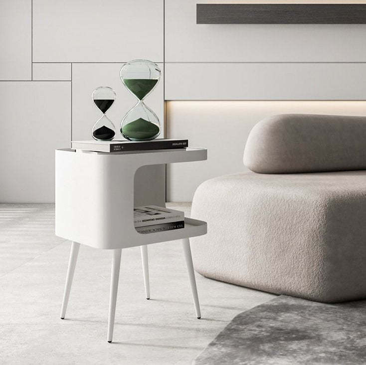 Nordic Carbon Steel Storage End Table — White