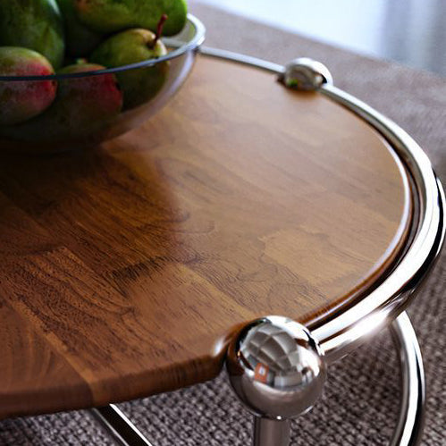 Retro Wood Stainless Steel Coffee Table Set