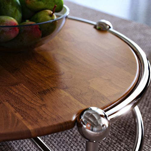 Retro Wood Stainless Steel Coffee Table Set