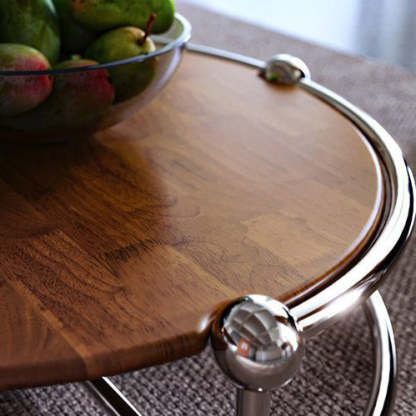 Retro Wood Stainless Steel Coffee Table Set