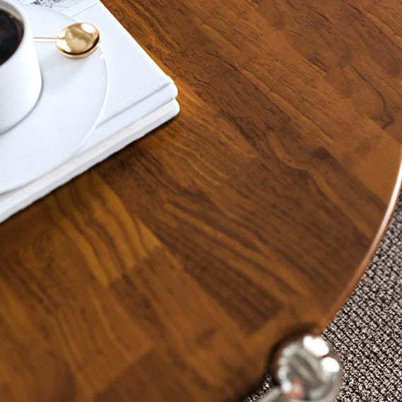 Retro Wood Stainless Steel Coffee Table Set
