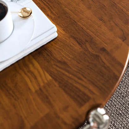 Retro Wood Stainless Steel Coffee Table Set