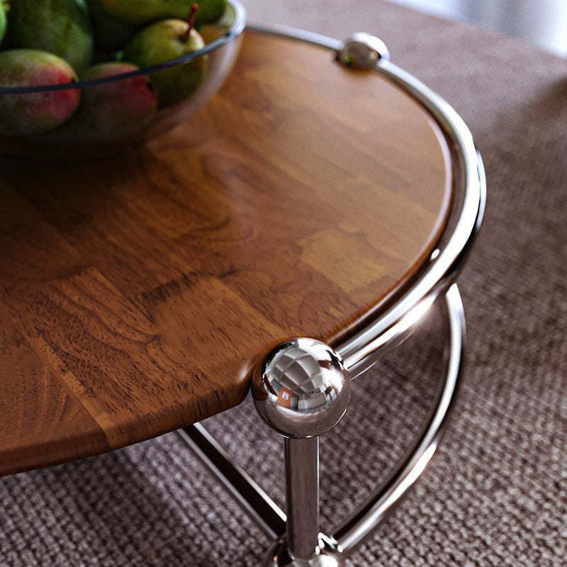 Retro Wood Stainless Steel Coffee Table Set