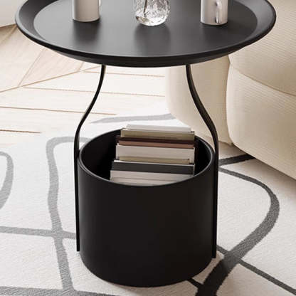 Modern Cylinder Iron Storage End Table