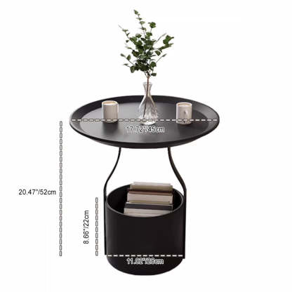 Modern Cylinder Iron Storage End Table — White