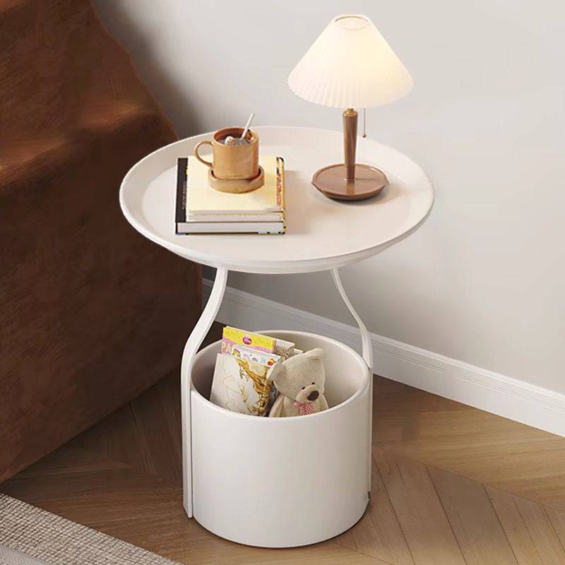 Modern Cylinder Iron Storage End Table — Black