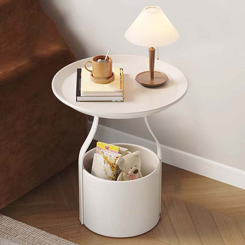 Modern Cylinder Iron Storage End Table — Black