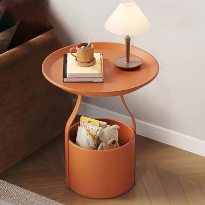 Modern Cylinder Iron Storage End Table — Orange