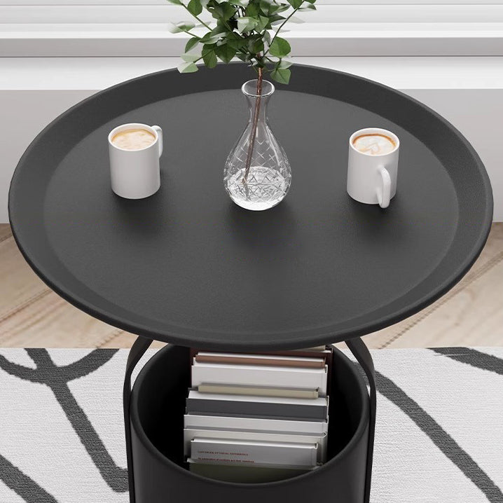 Modern Cylinder Iron Storage End Table — Orange