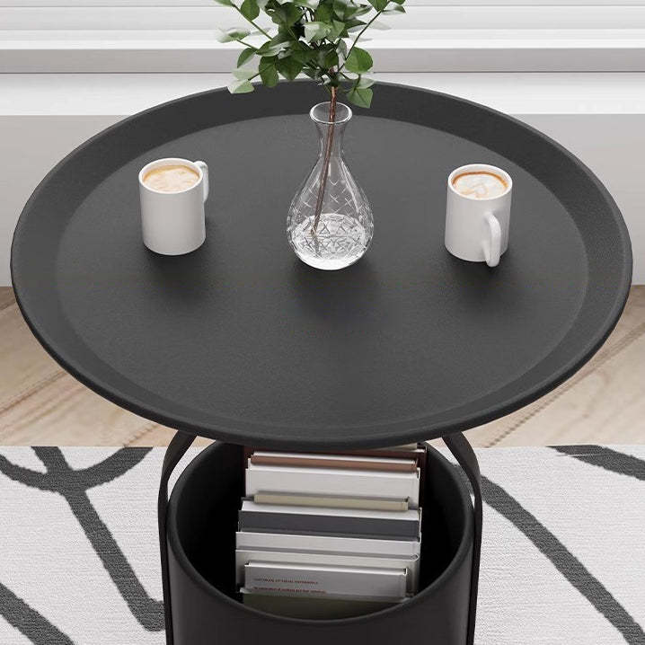 Modern Cylinder Iron Storage End Table — Orange