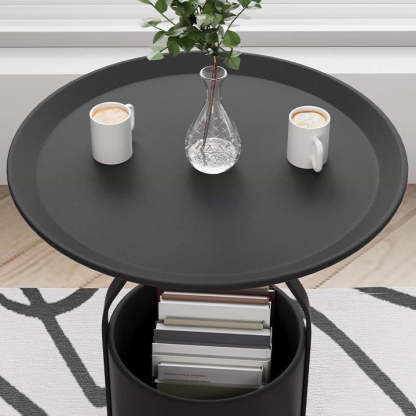 Modern Cylinder Iron Storage End Table — Orange