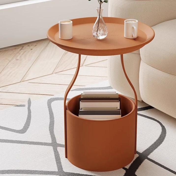 Modern Cylinder Iron Storage End Table