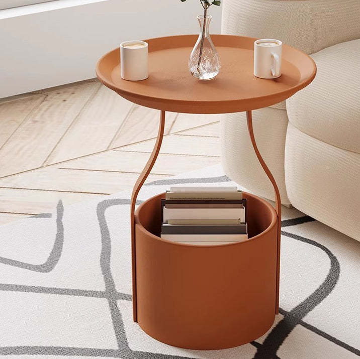 Modern Cylinder Iron Storage End Table