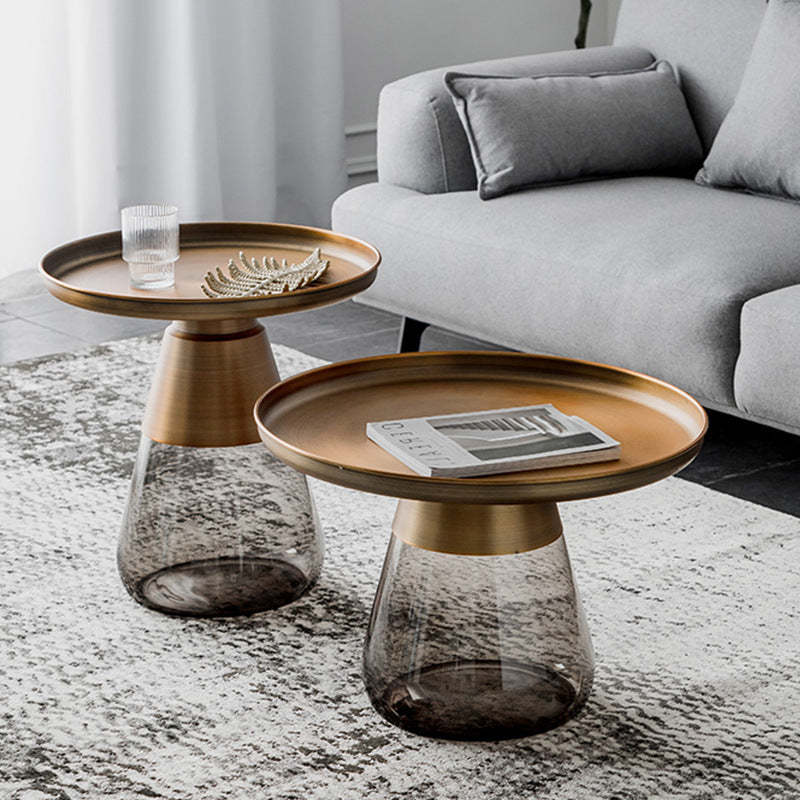 Scandinavian Drop Metal Glass Coffee Table — Short / Green