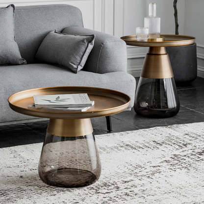 Scandinavian Drop Metal Glass Coffee Table