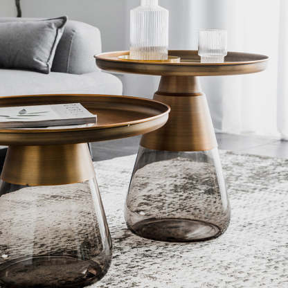 Scandinavian Drop Metal Glass Coffee Table