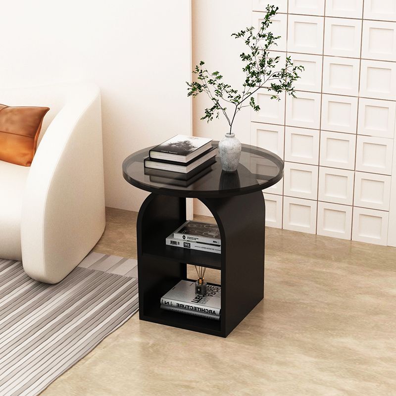 Nordic Arched Glass Iron End Table — Black