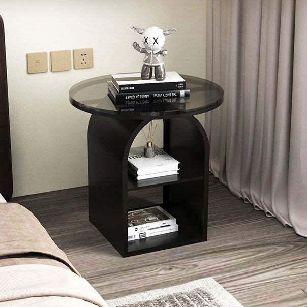 Nordic Arched Glass Iron End Table — White + Tea Color