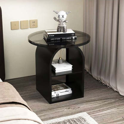 Nordic Arched Glass Iron End Table — White + Tea Color