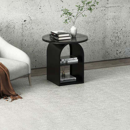 Nordic Arched Glass Iron End Table