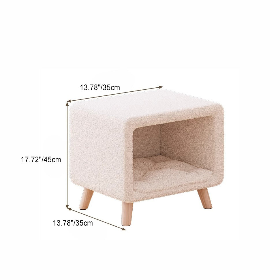 French Wool Wood Nightstand 1-Cabinet