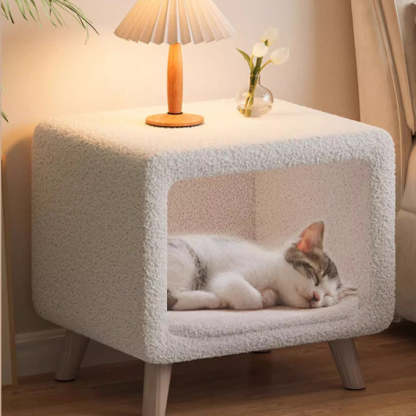Modern Wool Wood Cat Nest Nightstand