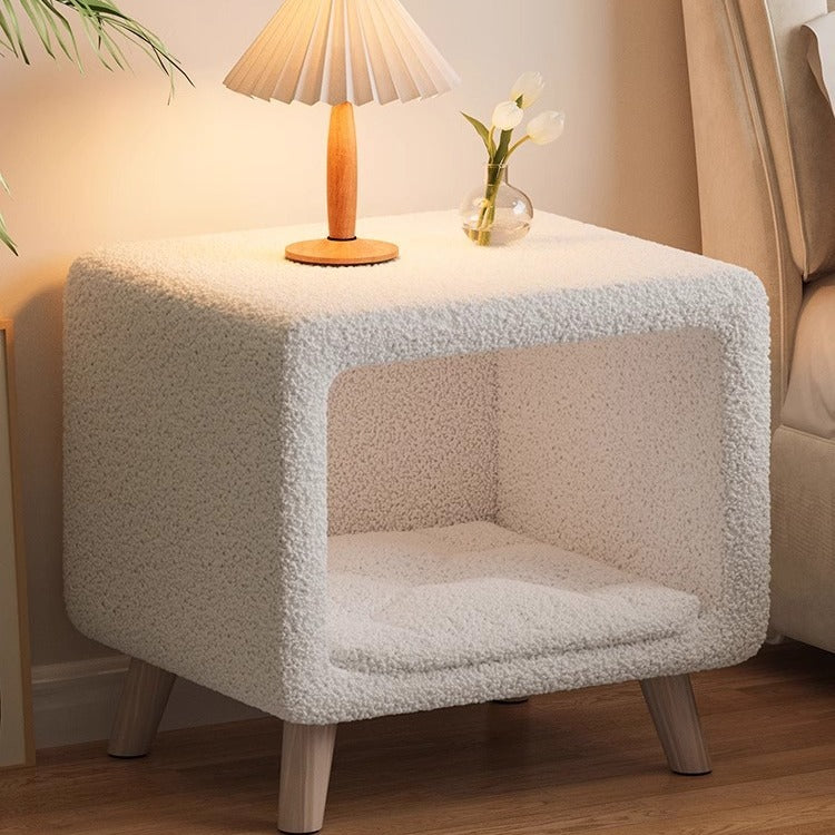 Modern Wool Wood Cat Nest Nightstand