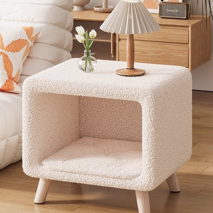 Modern Wool Wood Cat Nest Nightstand